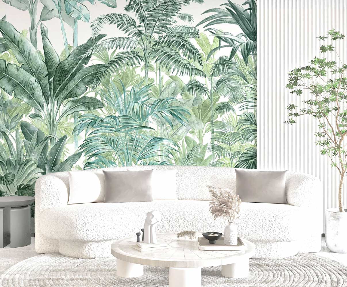 Tropical Vibes for Living Room with Pride Palms Wallpaper